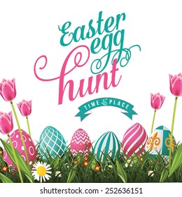 Easter egg hunt isolated with white background. EPS 10 vector royalty free stock illustration for greeting card, ad, poster, flier, blog, article