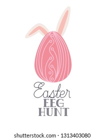 easter egg hunt label with rabbit ears icon