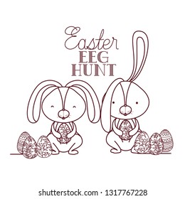 easter egg hunt label with rabbit icon