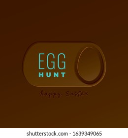 Easter Egg Hunt Logo as Chocolate On Off Egg Shape Toggle Switch Button with Greetings Lettering Square Composition Creative Concept - Brown on Similar Background - Vector Gradient Graphic Design