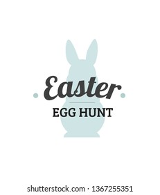 Easter Egg Hunt logo design with blue rabbit silhouette on white background. - Vector illustration