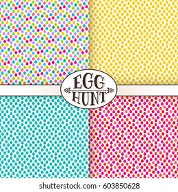 Easter egg hunt. Painted eggs seamless pattern set. Tileable vector background
