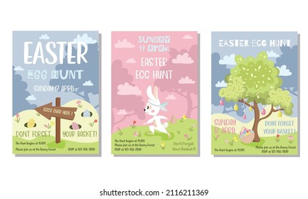 Easter egg hunt party invitation template.