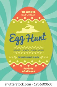 Plantilla de diseño de afiches de la cacería de huevos de Pascua. Ilustración del vector