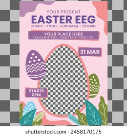Easter egg hunt poster design vector illustration. Easter egg hunt poster , flyer, brochure, invitation template layout