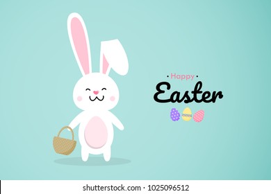 Easter egg hunt poster invitation template vector in pastel color. Happy easter bunny vector.