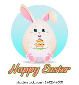 Plantilla de invitación para la cacería de huevos en Pascua. diseño de ilustración vectorial. Conejito lindo