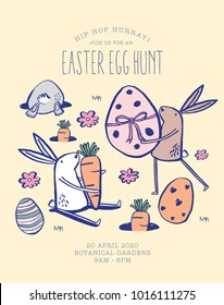 Easter egg hunt poster. template vector/illustration. 