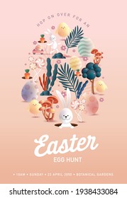 easter egg hunt poster template vector and illustration