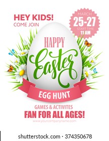 Easter Egg Hunt  Poster. Vector Illustration 