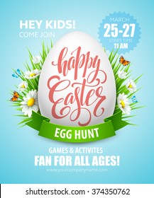 Easter Egg Hunt  Poster. Vector Illustration