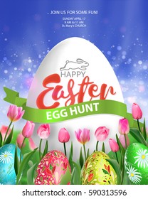 Easter Egg Hunt poster. Vector illustration