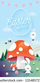 easter egg hunt template/greeting vector/illustration