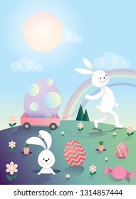 easter egg hunt template/greeting vector/illustration
