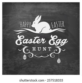 Easter Egg Hunt Typographical Text on Chalkboard