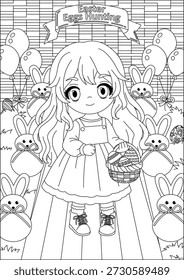 Huevo de Pascua Caza Negro Y Blanco Color Actividad Hoja de Trabajo Imprimible Vector