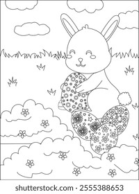 Easter egg hunting Page happy easter Vectors coloring book