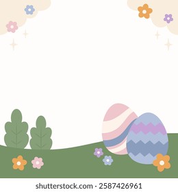 Easter Egg Hunting Square Frame Border Background 