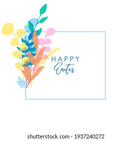 Easter. Egg hunting. Vector art template suitable for social media posts, mobile apps, banners design. Spring holidays. Happy Easter