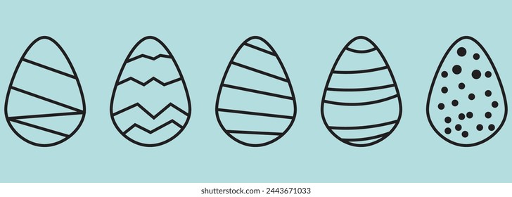 Easter Egg Icon Black Line | Painted Eggs Illustration | Happy Easter Hunt Symbol | Holiday Logo | April 