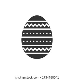 Easter egg icon. Black painted silhouette with a pattern. Vector simple flat graphic illustration. The isolated object on a white background. Isolate.