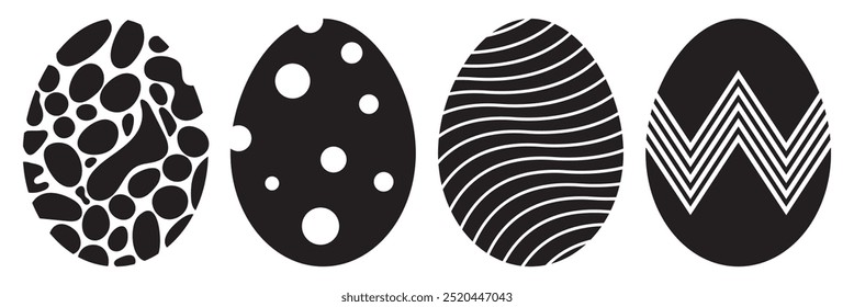 Easter egg icon black. Painted eggs illustration . Happy easter hunt symbol. Holiday logo. April spring sign.