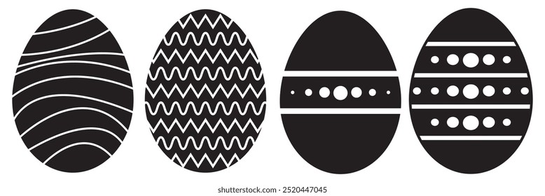 Easter egg icon black. Painted eggs illustration . Happy easter hunt symbol. Holiday logo. April spring sign.