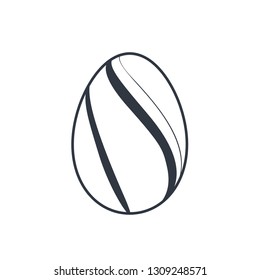 Easter egg icon. Black egg sign, isolated white background. Simple design, decoration Happy Easter. Holiday decorative element. Cute pattern ornament celebration. Spring symbol Vector illustration