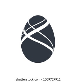 Easter egg icon. Black egg sign, isolated white background. Simple design, decoration Happy Easter. Holiday decorative element. Cute pattern ornament celebration. Spring symbol Vector illustration