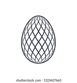 Easter egg icon. Black egg sign, isolated white background. Simple design, decoration Happy Easter. Holiday decorative element. Cute pattern ornament celebration. Spring symbol Vector illustration