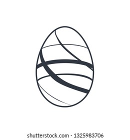 Easter egg icon. Black egg sign, isolated white background. Simple design, decoration Happy Easter. Holiday decorative element. Cute pattern ornament celebration. Spring symbol Vector illustration