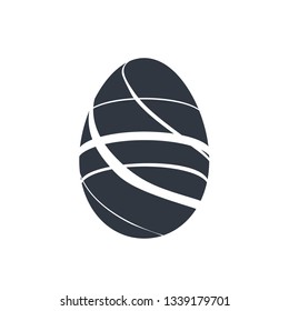 Easter egg icon. Black egg sign, isolated white background. Simple design, decoration Happy Easter. Holiday decorative element. Cute pattern ornament celebration. Spring symbol Vector illustration