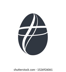 Easter egg icon. Black egg sign, isolated white background. Simple design, decoration Happy Easter. Holiday decorative element. Cute pattern ornament celebration. Spring symbol Vector illustration