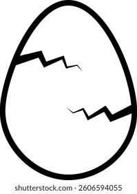 Easter egg icon. Black solid outline egg vector isolated on transparent background. Broken eggs icon. Cracked egg symbol. Vector illustration.