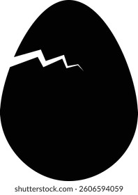 Easter egg icon. Black solid egg vector isolated on transparent background. Broken eggs icon. Cracked egg symbol. Vector illustration.