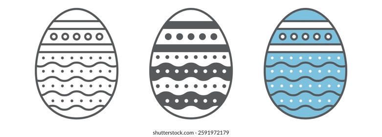 Easter egg icon collection, celebration and holiday, easter egg vector icon set, vector graphics, editable stroke outline sign, eps 10.