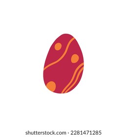 Easter egg icon in flat cartoon style - vector illustration