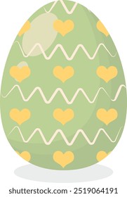 Easter Egg Icon with Flat Cartoon Design. Vector Illustration Isolated on White Background
