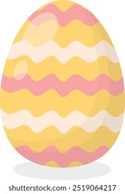 Easter Egg Icon with Flat Cartoon Design. Vector Illustration Isolated on White Background