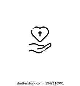 Easter egg icon, flat design line art thin style. Easter Day vector illustration