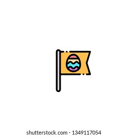Easter egg icon, flat design line art thin style. Easter Day vector illustration