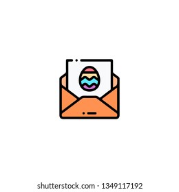 Easter egg icon, flat design line art thin style. Easter Day vector illustration