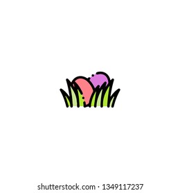 Easter egg icon, flat design line art thin style. Easter Day vector illustration