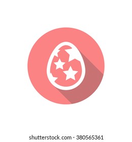 Easter egg icon in a flat design with long shadow isolated vector