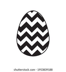 Icono de huevo de Pascua con glinea, silueta negra plana sobre fondo blanco