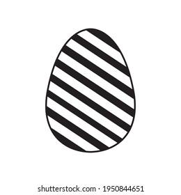 Easter egg icon with glint, simple easter egg traditional with wavy line patterns symbol vector sign, flat black silhouette on white background