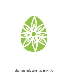 Easter egg icon green and white vector illustration