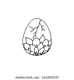 Easter egg icon in hand drawn style. Vector illustration. Perfect for card, print, coloring book pages.