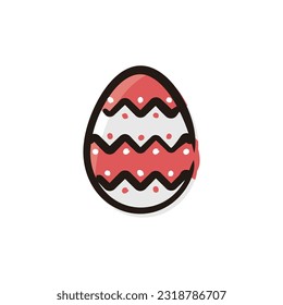 Easter egg - Easter icon (Hand-drawn line, colored version)