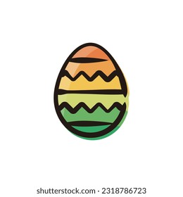 Easter egg - Easter icon (Hand-drawn line, colored version)